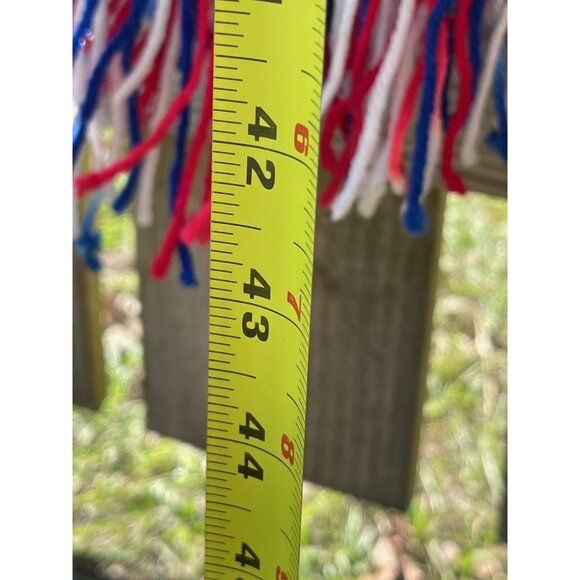 Handmade Crochet Patriotic Red White & Blue scarf with Fringe Detail - Picture 4 of 6